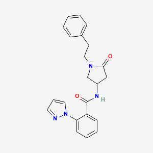 N-[5-oxo-1-(2-phenylethyl)pyrrolidin-3-yl]-2-(1H-pyrazol-1-yl)benzamide