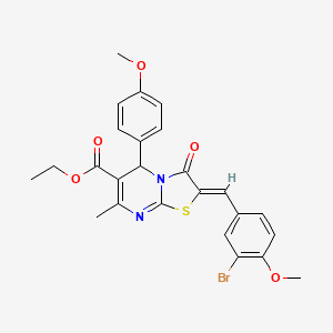 molecular formula C25H23BrN2O5S B5281946 ETHYL (2Z)-2-[(3-BROMO-4-METHOXYPHENYL)METHYLIDENE]-5-(4-METHOXYPHENYL)-7-METHYL-3-OXO-2H,3H,5H-[1,3]THIAZOLO[3,2-A]PYRIMIDINE-6-CARBOXYLATE 