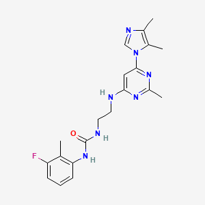 molecular formula C20H24FN7O B5281998 N-(2-{[6-(4,5-dimethyl-1H-imidazol-1-yl)-2-methyl-4-pyrimidinyl]amino}ethyl)-N'-(3-fluoro-2-methylphenyl)urea 