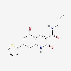 molecular formula C17H18N2O3S B5282182 2,5-DIOXO-N~3~-PROPYL-7-(2-THIENYL)-1,2,5,6,7,8-HEXAHYDRO-3-QUINOLINECARBOXAMIDE 