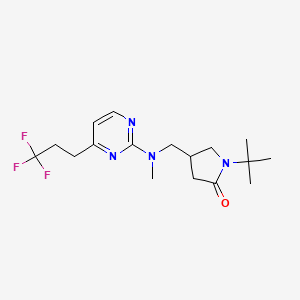 molecular formula C17H25F3N4O B5282183 1-tert-butyl-4-({methyl[4-(3,3,3-trifluoropropyl)pyrimidin-2-yl]amino}methyl)pyrrolidin-2-one 