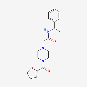 2-[4-(oxolane-2-carbonyl)piperazin-1-yl]-N-(1-phenylethyl)acetamide