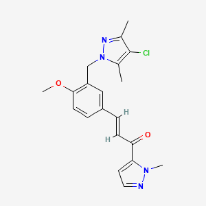 (E)-3-{3-[(4-CHLORO-3,5-DIMETHYL-1H-PYRAZOL-1-YL)METHYL]-4-METHOXYPHENYL}-1-(1-METHYL-1H-PYRAZOL-5-YL)-2-PROPEN-1-ONE