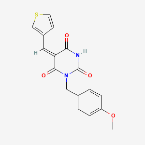 (5E)-1-[(4-methoxyphenyl)methyl]-5-(thiophen-3-ylmethylidene)-1,3-diazinane-2,4,6-trione