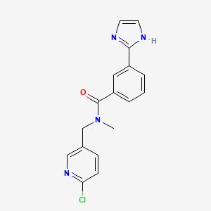 molecular formula C17H15ClN4O B5282329 N-[(6-chloropyridin-3-yl)methyl]-3-(1H-imidazol-2-yl)-N-methylbenzamide 