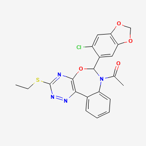 molecular formula C21H17ClN4O4S B5282472 7-acetyl-6-(6-chloro-1,3-benzodioxol-5-yl)-3-(ethylthio)-6,7-dihydro[1,2,4]triazino[5,6-d][3,1]benzoxazepine 