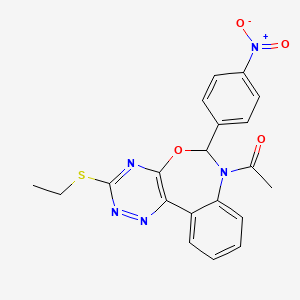 molecular formula C20H17N5O4S B5282484 7-acetyl-3-(ethylthio)-6-(4-nitrophenyl)-6,7-dihydro[1,2,4]triazino[5,6-d][3,1]benzoxazepine 