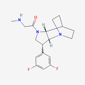 molecular formula C18H23F2N3O B5282520 1-[(2R,3R,6R)-3-(3,5-difluorophenyl)-1,5-diazatricyclo[5.2.2.02,6]undecan-5-yl]-2-(methylamino)ethanone 