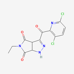 molecular formula C13H10Cl2N4O3 B5282527 3-(3,6-DICHLOROPYRIDINE-2-CARBONYL)-5-ETHYL-1H,3AH,4H,5H,6H,6AH-PYRROLO[3,4-C]PYRAZOLE-4,6-DIONE 