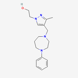 molecular formula C18H26N4O B5282642 2-{3-methyl-4-[(4-phenyl-1,4-diazepan-1-yl)methyl]-1H-pyrazol-1-yl}ethanol 