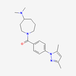 molecular formula C20H28N4O B5282704 1-[4-(3,5-dimethyl-1H-pyrazol-1-yl)benzoyl]-N,N-dimethyl-4-azepanamine 