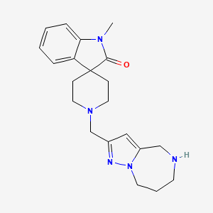 molecular formula C21H27N5O B5282720 1-methyl-1'-(5,6,7,8-tetrahydro-4H-pyrazolo[1,5-a][1,4]diazepin-2-ylmethyl)spiro[indole-3,4'-piperidin]-2(1H)-one dihydrochloride 