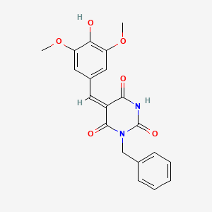 molecular formula C20H18N2O6 B5282722 (5E)-1-benzyl-5-[(4-hydroxy-3,5-dimethoxyphenyl)methylidene]-1,3-diazinane-2,4,6-trione 