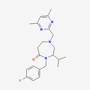 molecular formula C22H29FN4O B5282743 1-[(4,6-dimethyl-2-pyrimidinyl)methyl]-4-(4-fluorobenzyl)-3-isopropyl-1,4-diazepan-5-one 