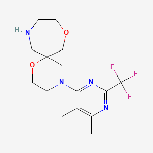 molecular formula C15H21F3N4O2 B5282787 4-[5,6-dimethyl-2-(trifluoromethyl)pyrimidin-4-yl]-1,8-dioxa-4,11-diazaspiro[5.6]dodecane 