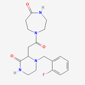 molecular formula C18H23FN4O3 B5282828 1-{[1-(2-fluorobenzyl)-3-oxo-2-piperazinyl]acetyl}-1,4-diazepan-5-one 