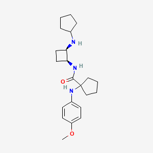 molecular formula C22H33N3O2 B5282902 N-[(1S,2R)-2-(cyclopentylamino)cyclobutyl]-1-(4-methoxyanilino)cyclopentane-1-carboxamide 