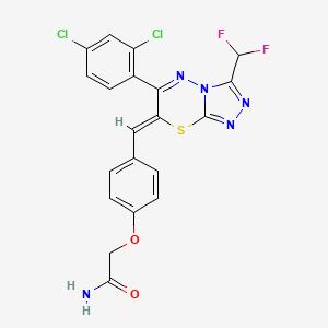 molecular formula C20H13Cl2F2N5O2S B5282964 2-(4-{[6-(2,4-DICHLOROPHENYL)-3-(DIFLUOROMETHYL)-7H-[1,2,4]TRIAZOLO[3,4-B][1,3,4]THIADIAZIN-7-YLIDEN]METHYL}PHENOXY)ACETAMIDE 