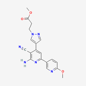 molecular formula C19H18N6O3 B5282993 methyl 3-[4-(6-amino-5-cyano-6'-methoxy-2,3'-bipyridin-4-yl)-1H-pyrazol-1-yl]propanoate 