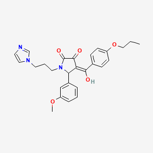 (4E)-4-[hydroxy-(4-propoxyphenyl)methylidene]-1-(3-imidazol-1-ylpropyl)-5-(3-methoxyphenyl)pyrrolidine-2,3-dione