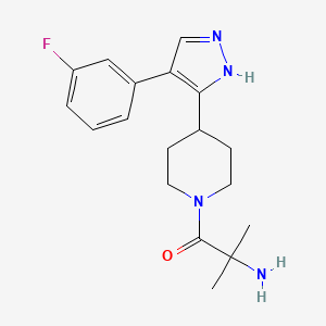 (2-{4-[4-(3-fluorophenyl)-1H-pyrazol-5-yl]piperidin-1-yl}-1,1-dimethyl-2-oxoethyl)amine