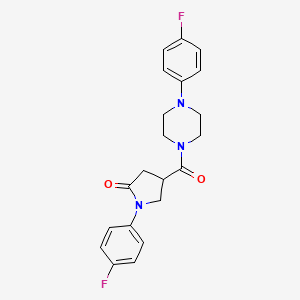 molecular formula C21H21F2N3O2 B5283128 1-(4-Fluorophenyl)-4-{[4-(4-fluorophenyl)piperazin-1-yl]carbonyl}pyrrolidin-2-one 