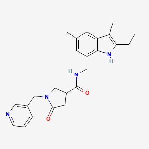 molecular formula C24H28N4O2 B5283158 N-[(2-ethyl-3,5-dimethyl-1H-indol-7-yl)methyl]-5-oxo-1-(pyridin-3-ylmethyl)pyrrolidine-3-carboxamide 