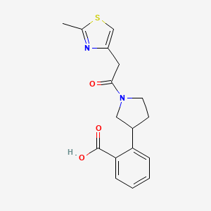 molecular formula C17H18N2O3S B5283170 2-{1-[(2-methyl-1,3-thiazol-4-yl)acetyl]-3-pyrrolidinyl}benzoic acid 