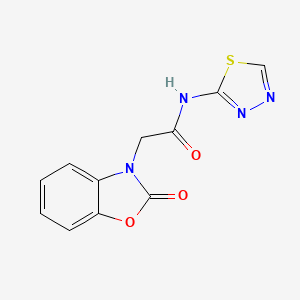 molecular formula C11H8N4O3S B5283202 2-(2-oxo-1,3-benzoxazol-3(2H)-yl)-N-1,3,4-thiadiazol-2-ylacetamide 