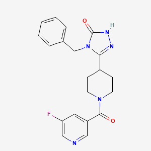 molecular formula C20H20FN5O2 B5283361 4-benzyl-5-{1-[(5-fluoro-3-pyridinyl)carbonyl]-4-piperidinyl}-2,4-dihydro-3H-1,2,4-triazol-3-one 