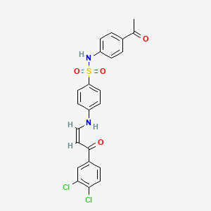 molecular formula C23H18Cl2N2O4S B5283412 N-(4-acetylphenyl)-4-{[3-(3,4-dichlorophenyl)-3-oxo-1-propen-1-yl]amino}benzenesulfonamide 