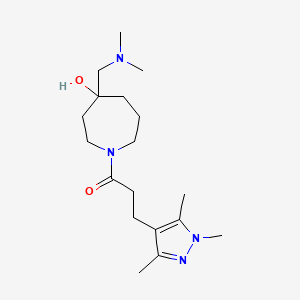 molecular formula C18H32N4O2 B5283442 4-[(dimethylamino)methyl]-1-[3-(1,3,5-trimethyl-1H-pyrazol-4-yl)propanoyl]-4-azepanol 