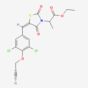 molecular formula C18H15Cl2NO5S B5283603 ethyl 2-[(5E)-5-[(3,5-dichloro-4-prop-2-ynoxyphenyl)methylidene]-2,4-dioxo-1,3-thiazolidin-3-yl]propanoate 