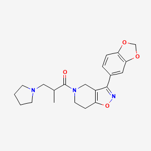 molecular formula C21H25N3O4 B5283617 3-(1,3-benzodioxol-5-yl)-5-(2-methyl-3-pyrrolidin-1-ylpropanoyl)-4,5,6,7-tetrahydroisoxazolo[4,5-c]pyridine 