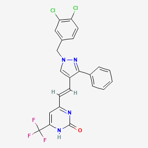 molecular formula C23H15Cl2F3N4O B5283629 4-[(E)-2-[1-[(3,4-dichlorophenyl)methyl]-3-phenylpyrazol-4-yl]ethenyl]-6-(trifluoromethyl)-1H-pyrimidin-2-one 