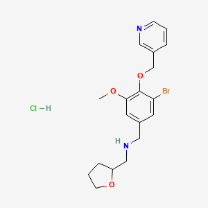 N-[[3-bromo-5-methoxy-4-(pyridin-3-ylmethoxy)phenyl]methyl]-1-(oxolan-2-yl)methanamine;hydrochloride