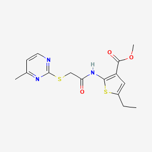 molecular formula C15H17N3O3S2 B5283738 methyl 5-ethyl-2-({[(4-methyl-2-pyrimidinyl)thio]acetyl}amino)-3-thiophenecarboxylate 