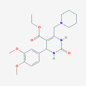 molecular formula C21H29N3O5 B5283785 ETHYL 4-(3,4-DIMETHOXYPHENYL)-2-OXO-6-[(PIPERIDIN-1-YL)METHYL]-1,2,3,4-TETRAHYDROPYRIMIDINE-5-CARBOXYLATE 