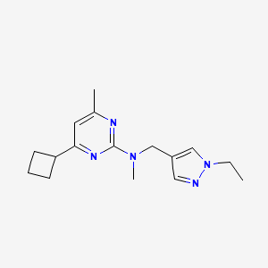 molecular formula C16H23N5 B5283889 4-cyclobutyl-N-[(1-ethyl-1H-pyrazol-4-yl)methyl]-N,6-dimethylpyrimidin-2-amine 