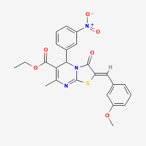 molecular formula C24H21N3O6S B5284032 ethyl 2-(3-methoxybenzylidene)-7-methyl-5-(3-nitrophenyl)-3-oxo-2,3-dihydro-5H-[1,3]thiazolo[3,2-a]pyrimidine-6-carboxylate 