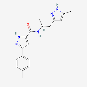 molecular formula C18H21N5O B5284068 N-[1-methyl-2-(3-methyl-1H-pyrazol-5-yl)ethyl]-3-(4-methylphenyl)-1H-pyrazole-5-carboxamide 