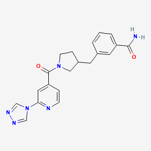 molecular formula C20H20N6O2 B5284106 3-({1-[2-(4H-1,2,4-triazol-4-yl)isonicotinoyl]-3-pyrrolidinyl}methyl)benzamide 