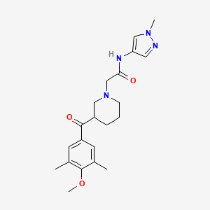 molecular formula C21H28N4O3 B5284191 2-[3-(4-methoxy-3,5-dimethylbenzoyl)piperidin-1-yl]-N-(1-methyl-1H-pyrazol-4-yl)acetamide 