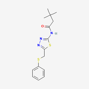 molecular formula C15H19N3OS2 B5284206 3,3-dimethyl-N-{5-[(phenylsulfanyl)methyl]-1,3,4-thiadiazol-2-yl}butanamide 