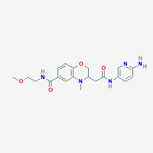 molecular formula C20H25N5O4 B5284244 3-{2-[(6-aminopyridin-3-yl)amino]-2-oxoethyl}-N-(2-methoxyethyl)-4-methyl-3,4-dihydro-2H-1,4-benzoxazine-6-carboxamide 