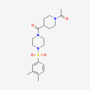 molecular formula C20H29N3O4S B5284263 1-[4-({4-[(3,4-DIMETHYLPHENYL)SULFONYL]PIPERAZINO}CARBONYL)PIPERIDINO]-1-ETHANONE 