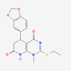 molecular formula C17H17N3O4S B5284264 5-(1,3-benzodioxol-5-yl)-2-(ethylthio)-1-methyl-5,8-dihydropyrido[2,3-d]pyrimidine-4,7(1H,6H)-dione 