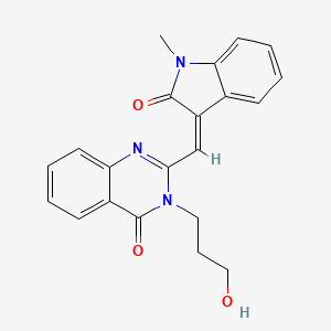 3-(3-HYDROXYPROPYL)-2-{[(3Z)-1-METHYL-2-OXO-2,3-DIHYDRO-1H-INDOL-3-YLIDENE]METHYL}-3,4-DIHYDROQUINAZOLIN-4-ONE