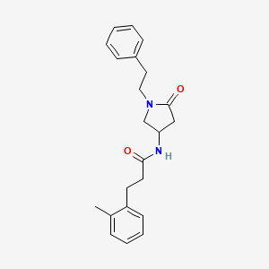 molecular formula C22H26N2O2 B5284370 3-(2-methylphenyl)-N-[5-oxo-1-(2-phenylethyl)pyrrolidin-3-yl]propanamide 