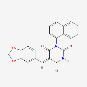 molecular formula C22H14N2O5 B5284374 (5Z)-5-(1,3-benzodioxol-5-ylmethylidene)-1-naphthalen-1-yl-1,3-diazinane-2,4,6-trione 